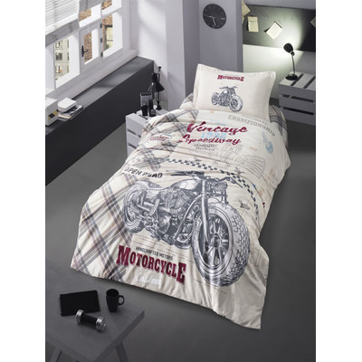 Kinderbettw&auml;sche Motocross 135x200 cm - 80x80 cm kissenbezug Linon