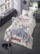 Kinderbettw&auml;sche Motocross 135x200 cm - 80x80 cm kissenbezug Linon