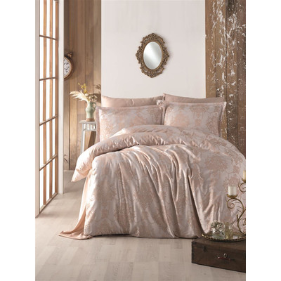 Jaquard Satin Bettw&auml;sche 240x220 cm. Calista V1 5tlg Set. Luxury Edition King Size Gold Farbe
