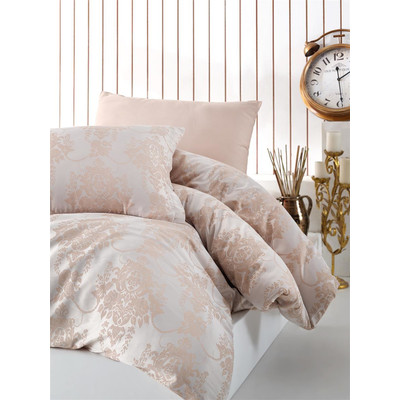 Jaquard Satin Bettw&auml;sche 240x220 cm. Calista V1 5tlg Set. Luxury Edition King Size Gold Farbe