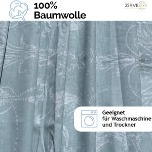 Bettw&auml;sche 200x220 cm. 3 teilig, gr&uuml;n 100% Baumwolle/Renforc&eacute;, Wende Bettbezug Wei&szlig; Barock Muster, Verdeckter Rei&szlig;verschluss, mit 2 mal Kopfkissenbezug 80x80 cm. Alone V2
