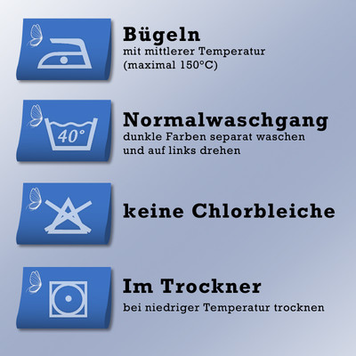 Bettw&auml;sche 155x220 cm. in blau, 100% Baumwolle/Renforce, mit Rei&szlig;verschluss, Modell: Paliza V1