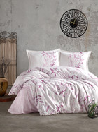 Bettw&auml;sche 200x220 cm. 4 teilig Set. Rosa Blumen Muster, 100% Baumwolle/Renforc&eacute;, 2 mal Kopfkissenbezuge 50x70 cm. mit bettlaken, Mayra V2