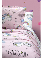 Kinder Bettw&auml;sche 135x200 cm, 2 teilig set, pink,100% Baumwolle, Unicorn, Einhorn