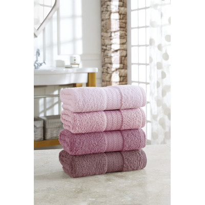 Handtuch Set, t&uuml;rkische Badet&uuml;cher 4 teilig - 100% Baumwolle in 450 g/m&sup2; Qualit&auml;t, Rosa
