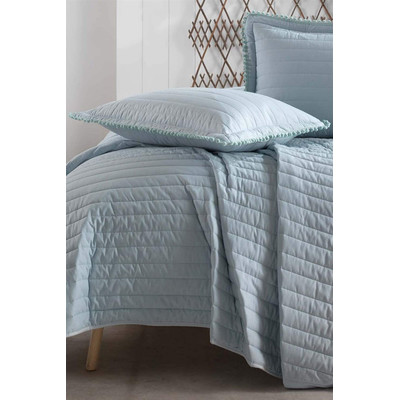 Tagesdecke 260x240 cm. 3 teilig set, T&uuml;rkis, unifarbe bett&uuml;berwurf f&uuml;r Doppelbett, Pedra V4