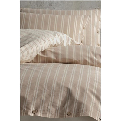 Bettw&auml;sche 155x220 cm. 2 teilig set, beige, 100% Baumwolle/Renforc&eacute; mit dekokn&ouml;pfen, Madras V2