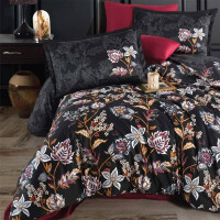 Satin Bettw&auml;sche 200x220 cm. 5 teilig set, Vilya V1