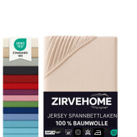 Spannbettlaken 140x200-160x200 cm - Jersey Spannbetttuch 100% Baumwolle - Komfort Bettlaken f&uuml;r Matratzen bis 30 cm H&ouml;he, Spannbettlaken Beige