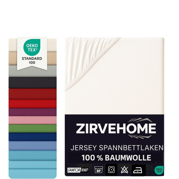 Spannbettlaken 140x200-160x200 cm - Jersey Spannbetttuch 100% Baumwolle - Komfort Bettlaken f&uuml;r Matratzen bis 30 cm H&ouml;he, Spannbettlaken Natur