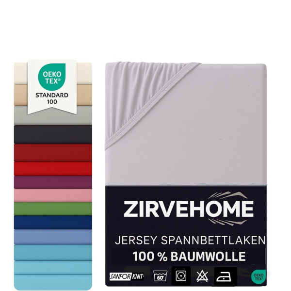 Spannbettlaken 140x200-160x200 cm - Jersey Spannbetttuch 100% Baumwolle - Komfort Bettlaken f&uuml;r Matratzen bis 30 cm H&ouml;he, Spannbettlaken Silber