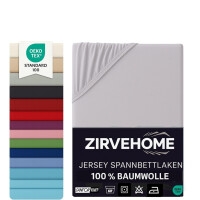 Spannbettlaken 140x200-160x200 cm - Jersey Spannbetttuch 100% Baumwolle - Komfort Bettlaken f&uuml;r Matratzen bis 30 cm H&ouml;he, Spannbettlaken Silber