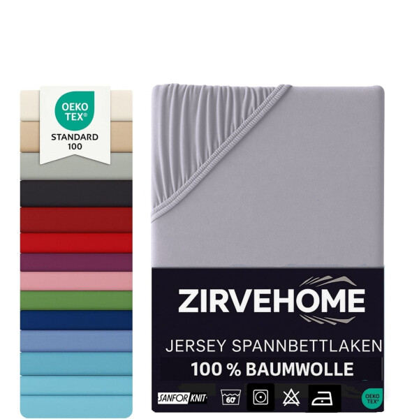Spannbettlaken 90x200-100x200 cm - Jersey Spannbetttuch 100% Baumwolle - Komfort Bettlaken f&uuml;r Matratzen bis 30 cm H&ouml;he, Spannbettlaken Grau