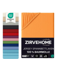 Spannbettlaken 90x200-100x200 cm - Jersey Spannbetttuch 100% Baumwolle - Komfort Bettlaken f&uuml;r Matratzen bis 30 cm H&ouml;he, Spannbettlaken Orange