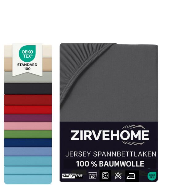 Spannbettlaken Topper 180x200-200x200 cm. Jersey Spannbetttuch 100% Baumwolle &ndash; Boxspringbett Topper Spannbettlaken f&uuml;r Matratzentopper bis 10 cm Matratzenh&ouml;he Komfortables Bettlaken Anthrazit