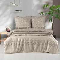Bettw&auml;sche 200x200 Braun 3-teilig Baumwolle Bettbezug Warm - Kuschelig Kissenbezug Boho-Stil mit Wei&szlig; Paisley Muster Mahfer