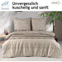 Bettw&auml;sche 200x200 Braun 3-teilig Baumwolle Bettbezug Warm - Kuschelig Kissenbezug Boho-Stil mit Wei&szlig; Paisley Muster Mahfer