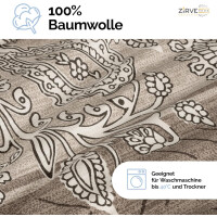 Bettw&auml;sche 200x200 Braun 3-teilig Baumwolle Bettbezug Warm - Kuschelig Kissenbezug Boho-Stil mit Wei&szlig; Paisley Muster Mahfer