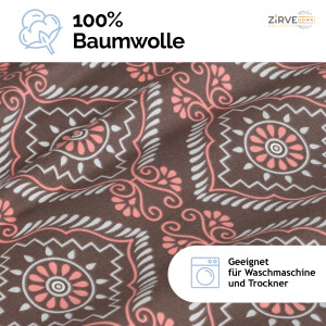 Bettw&auml;sche 240x220 Braun 3-teilig Baumwolle Bettbezug, Izgi