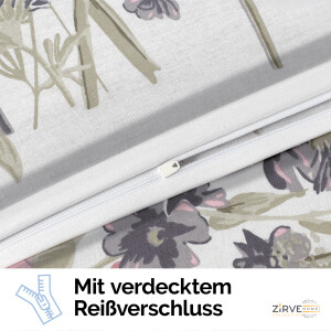 Bettw&auml;sche 200x220 Wei&szlig; 3-teilig - Baumwolle Bettw&auml;sche-Set Kuschelig &amp; Warm - Gebl&uuml;mt mit Pfingstrosen, Kornblumen &amp; Wildrosen - Bettbezug 200x220 cm &amp; Kissenbezug 80x80 cm. Angola
