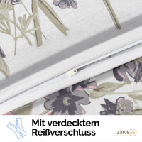 Bettw&auml;sche 240x220 Wei&szlig; 3-teilig - Baumwolle Bettw&auml;sche-Set Kuschelig &amp; Warm - Gebl&uuml;mt mit Pfingstrosen, Kornblumen &amp; Wildrosen - Wende Bettbezug 240x220 cm &amp; Kissenbezug 80x80 cm. Angola