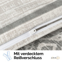 Bettw&auml;sche 200x220 Baumwolle 3-teilig Bunt Bettbezug Mosaik-Design in Blau, Orange und Grau. Arnetti