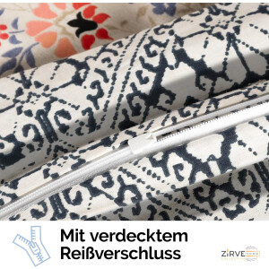 Bettw&auml;sche 200x200 Rot 3-teilig Baumwolle, Kuschelig &amp; Warm Barock Bettbezug Blumen, Blatt  Beige, Schwarz, Creme, Miza