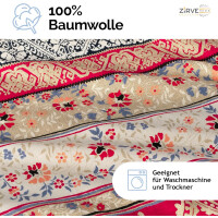 Bettw&auml;sche 200x200 Rot 3-teilig Baumwolle, Kuschelig &amp; Warm Barock Bettbezug Blumen, Blatt  Beige, Schwarz, Creme, Miza