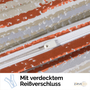 Bettw&auml;sche 240x220 Beige 3-teilig, Kuschelig Baumwolle Bettbezug Bl&auml;tter und Streifenmuster Orange, Braun. Oliva