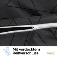 Bettw&auml;sche in Anthrazit mit geometrischem Muster aus hautfreundlicher Baumwolle