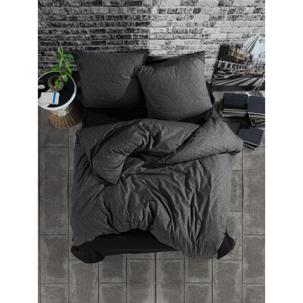 Bettw&auml;sche Set zweiteilig, 155x220 cm Bettbezug, Baumwolle, Anthrazit, Monza V1