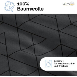 Bettw&auml;sche Set zweiteilig, 155x220 cm Bettbezug, Baumwolle, Anthrazit, Monza V1