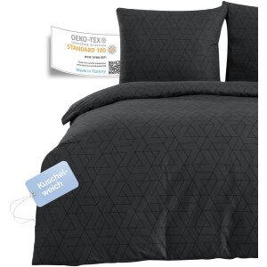 Bettw&auml;sche Set zweiteilig, 155x220 cm Bettbezug, Baumwolle, Anthrazit, Monza V1