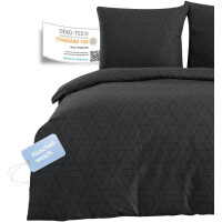 Bettw&auml;sche Set zweiteilig, 155x220 cm Bettbezug, Baumwolle, Anthrazit, Monza V1