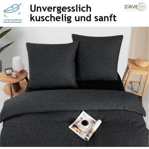 Bettw&auml;sche Set dreiteilig, 200x220 cm Bettbezug, Baumwolle, Anthrazit, Monza V1