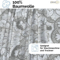 Bettw&auml;sche-Set 155x220 cm zweiteilig Baumwolle Bettbezug Grau Barockstill wei&szlig; gebl&uuml;mt. TabulaV1