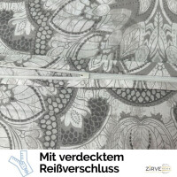 Bettw&auml;sche-Set 155x220 cm zweiteilig Baumwolle Bettbezug Grau Barockstill wei&szlig; gebl&uuml;mt. TabulaV1