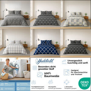 Baumwolle Bettw&auml;sche Set Renforce 135x200 | 155x220...