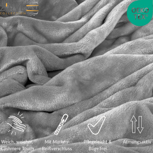 Winter Bettw&auml;sche 135x200 cm. 2 teilig Cashmere Touch Fleece Kuschelig, Warm Wendebettw&auml;sche Grau