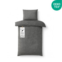 Winter Bettw&auml;sche 135x200 cm. 2 teilig Cashmere Touch Fleece Kuschelig, Warm Wendebettw&auml;sche Grau