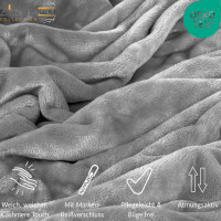 Winter Bettw&auml;sche 135x200 cm. 2 teilig Cashmere Touch Fleece Kuschelig, Warm Wendebettw&auml;sche Grau