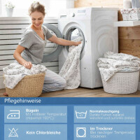 Baumwolle Bettw&auml;sche-Set Beige Bettbezug Schwarz gebl&uuml;mt Evla V1