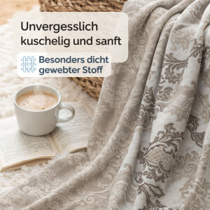 Baumwolle Bettw&auml;sche klassisches Ornament Design in Braun, Beige und Cremet&ouml;nen  Ganzjahresbettw&auml;sche Romana P1