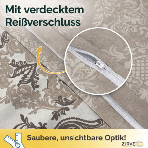 Baumwolle Bettw&auml;sche klassisches Ornament Design in Braun, Beige und Cremet&ouml;nen  Ganzjahresbettw&auml;sche Romana P1