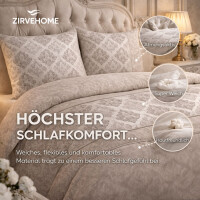 Baumwolle Bettw&auml;sche klassisches Ornament Design in Braun, Beige und Cremet&ouml;nen  Ganzjahresbettw&auml;sche Romana P1