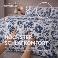 Bettw&auml;sche Set Blau Wei&szlig; Floral Elegantes Blumenmuster Blau Graden
