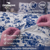 Bettw&auml;sche Set Blau Wei&szlig; Floral Elegantes Blumenmuster Blau Graden