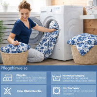 Bettw&auml;sche Set Blau Wei&szlig; Floral Elegantes Blumenmuster Blau Graden