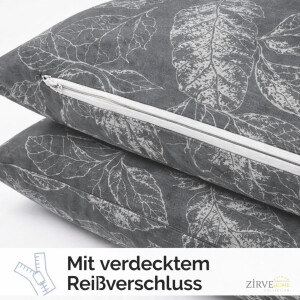 Baumwoll-Bettw&auml;sche Grau Elegantes Wei&szlig; Blattmuster, Natur-Design, Ganzjahresbettw&auml;sche ArinaV2
