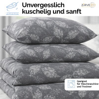 Baumwoll-Bettw&auml;sche Grau Elegantes Wei&szlig; Blattmuster, Natur-Design, Ganzjahresbettw&auml;sche ArinaV2